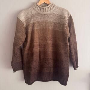 Karen Scott Mohair Blend Mock Neck Sweater Ombre Brown Tan Size Medium